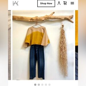 tan and yellow Sweatshirt artisan made by Kosa arts in california
